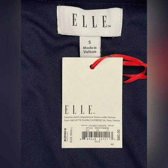 Elle Short Sleeve Navy Lined Scalloped‎ Trim Dress - Picture 4 of 5